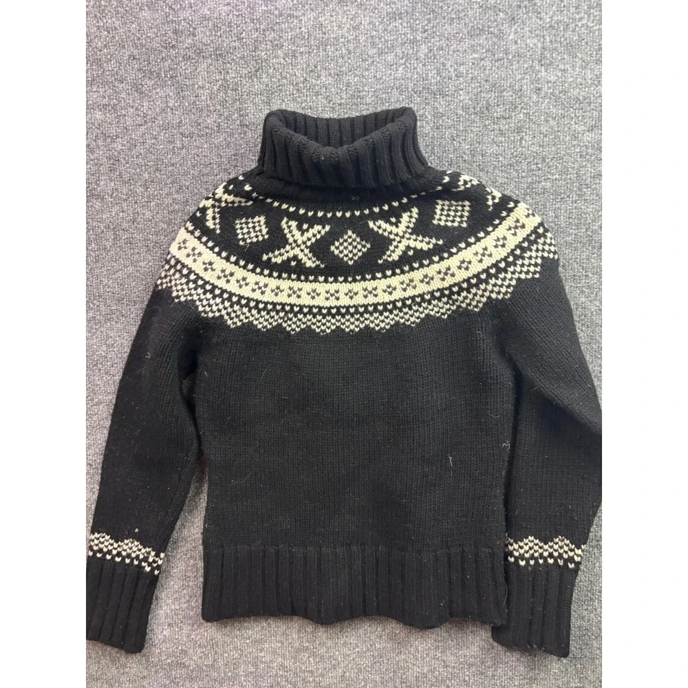 Vintage Gap Turtleneck Sweater Womens S Fair Isle Lambswool Knit Pullover